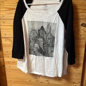 Black and White Graphic Raglan Tee